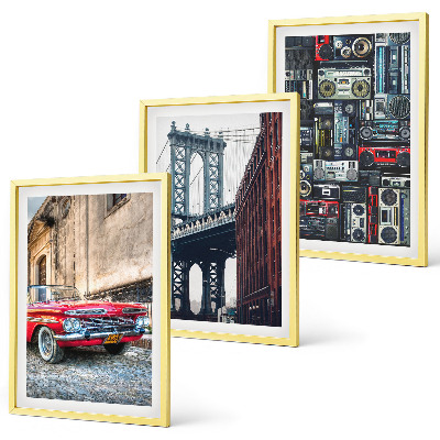 Conjunto de 3 quadros com moldura Ponte antiga para carros no Brooklyn, áudio retrô
