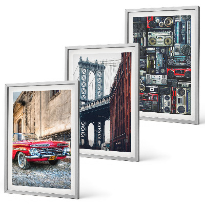 Conjunto de 3 quadros com moldura Ponte antiga para carros no Brooklyn, áudio retrô