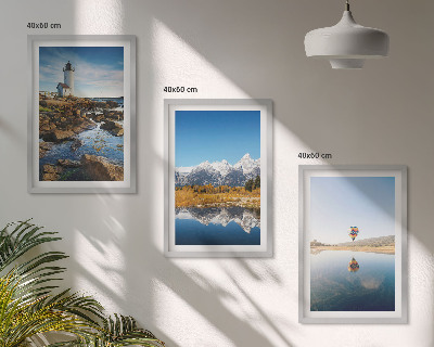 Conjunto de quadros para sala de estar Vistas da natureza, farol, montanhas, balão