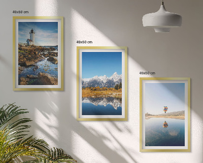 Conjunto de quadros para sala de estar Vistas da natureza, farol, montanhas, balão