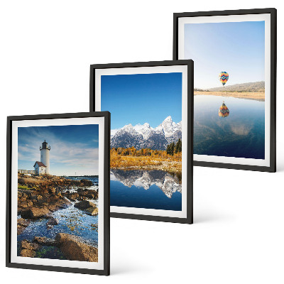 Conjunto de quadros para sala de estar Vistas da natureza, farol, montanhas, balão