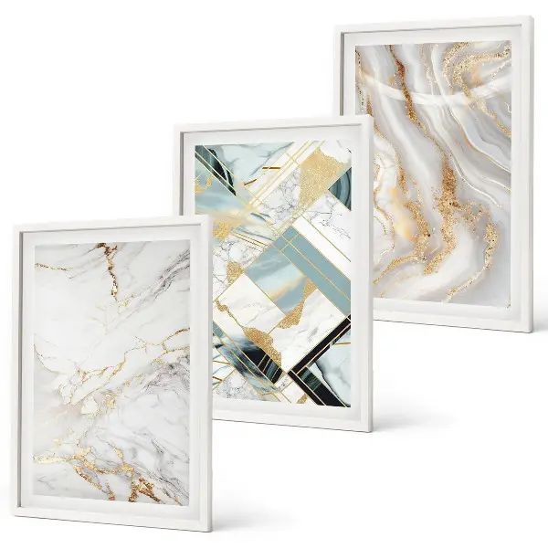 Composição de quadros moderna com padrões de mármore elegantes