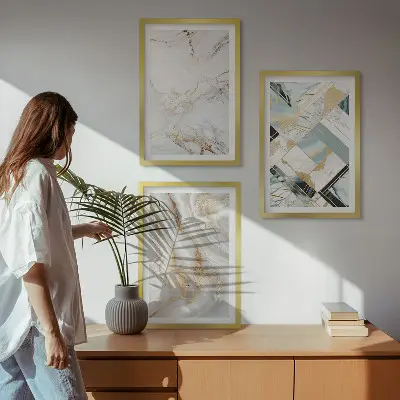 Composição de quadros moderna com padrões de mármore elegantes