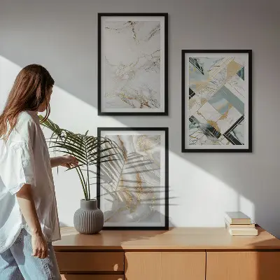 Composição de quadros moderna com padrões de mármore elegantes