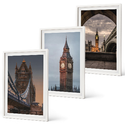 Conjunto de quadros para sala de estar Ponte de Londres, relógio Big Ben