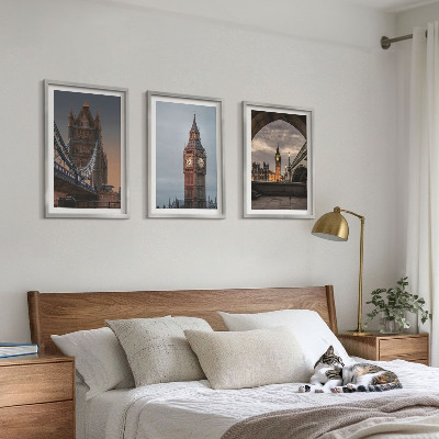 Conjunto de quadros para sala de estar Ponte de Londres, relógio Big Ben
