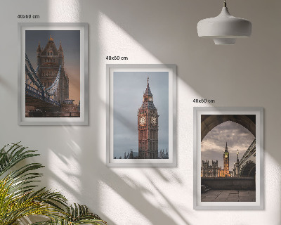 Conjunto de quadros para sala de estar Ponte de Londres, relógio Big Ben
