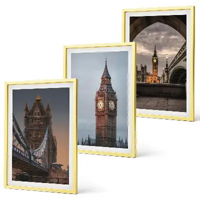 Conjunto de quadros para sala de estar com a ponte de Londres e o relógio Big Ben