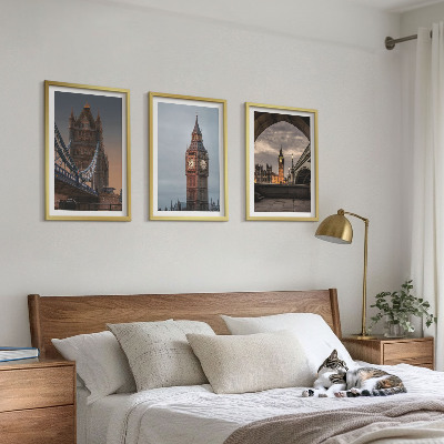 Conjunto de quadros para sala de estar Ponte de Londres, relógio Big Ben