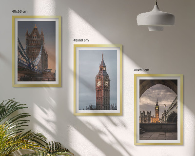 Conjunto de quadros para sala de estar Ponte de Londres, relógio Big Ben