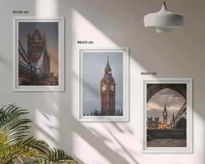 Conjunto de quadros para sala de estar Ponte de Londres, relógio Big Ben