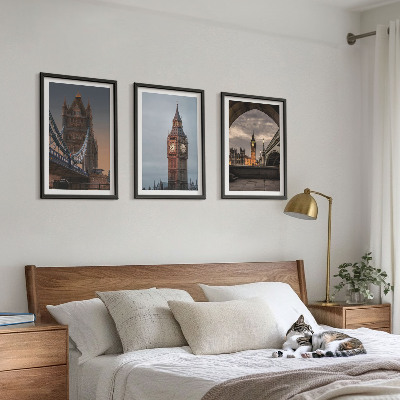 Conjunto de quadros para sala de estar Ponte de Londres, relógio Big Ben