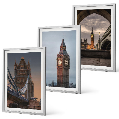 Conjunto de quadros para sala de estar Ponte de Londres, relógio Big Ben