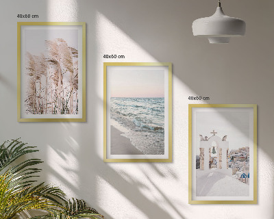 Composição de quadros moderna Plantas, ondas do mar, vista, casas