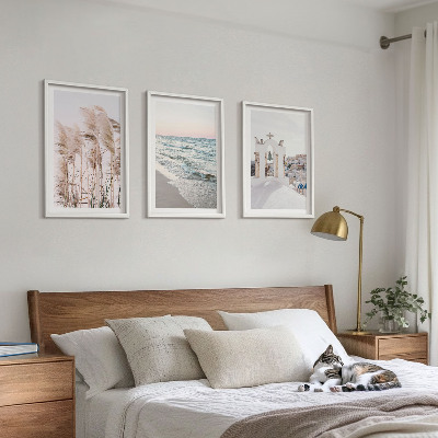 Composição de quadros moderna Plantas, ondas do mar, vista, casas