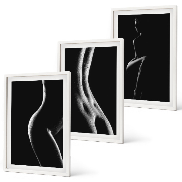 Composição de quadros moderna Silhuetas femininas em preto e branco