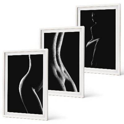 Composição de quadros moderna Silhuetas femininas em preto e branco