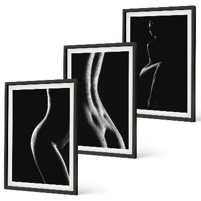 Composição de quadros moderna Silhuetas femininas em preto e branco