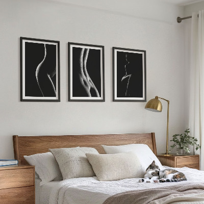 Composição de quadros moderna Silhuetas femininas em preto e branco