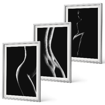 Composição de quadros moderna Silhuetas femininas em preto e branco