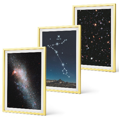 Conjunto de quadros para sala de estar As paisagens cósmicas da galáxia de Peixes
