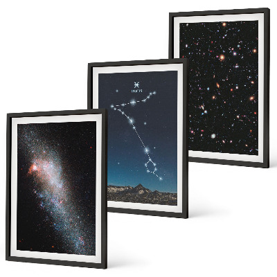 Conjunto de quadros para sala de estar As paisagens cósmicas da galáxia de Peixes