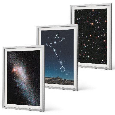 Conjunto de quadros para sala de estar As paisagens cósmicas da galáxia de Peixes