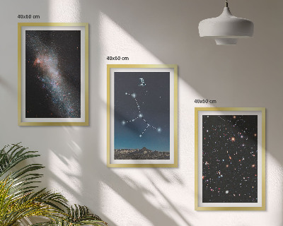 Conjunto de 3 quadros com moldura galáxia da constelação de Virgem