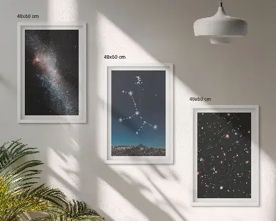 Conjunto de 3 quadros com moldura de galáxia da constelação de Virgem