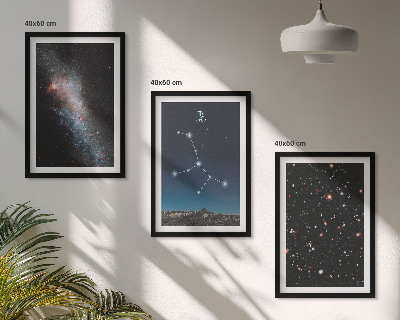 Conjunto de 3 quadros com moldura galáxia da constelação de Virgem
