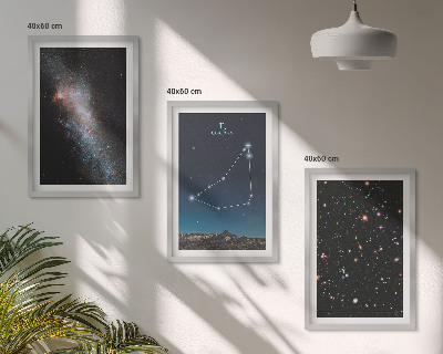 Conjunto de quadros para sala de estar constelação de Capricórnio, galáxia