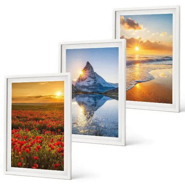 Composição de quadros moderna com paisagens de montanhas e mares no oeste