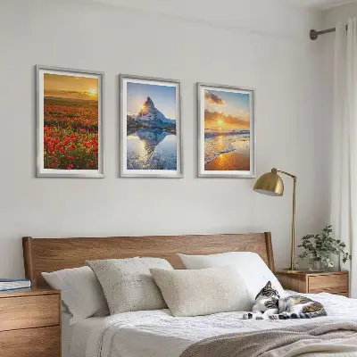 Composição de quadros moderna com paisagens de montanhas e mares no oeste