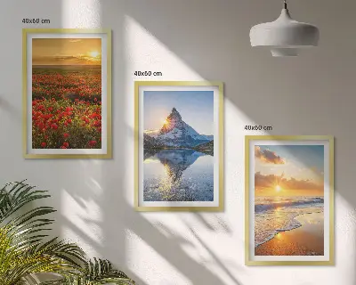 Composição de quadros moderna com paisagens de montanhas e mares no oeste