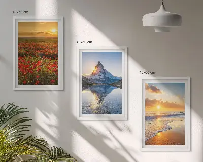 Composição de quadros moderna com paisagens de montanhas e mares no oeste
