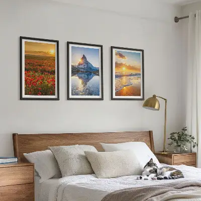 Composição de quadros moderna com paisagens de montanhas e mares no oeste