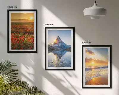 Composição de quadros moderna com paisagens de montanhas e mares no oeste