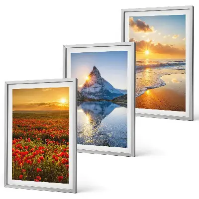 Composição de quadros moderna com paisagens de montanhas e mares no oeste