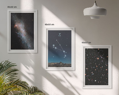 Conjunto de 3 quadros com moldura Paisagens cósmicas de galáxias