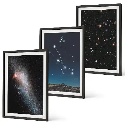 Conjunto de quadros para sala de estar estampa paisagens cósmicas da estrela de Touro
