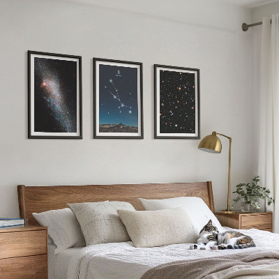 Conjunto de quadros para sala de estar Paisagens cósmicas da estrela de Touro
