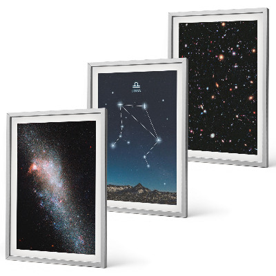Conjunto de quadros para sala de estar Galáxia espacial Libra céu