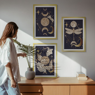 Composição de quadros moderna Motivos da natureza, lua, flores