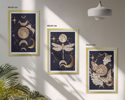 Composição de quadros moderna Motivos da natureza, lua, flores