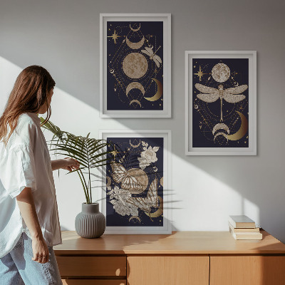 Composição de quadros moderna Motivos da natureza, lua, flores
