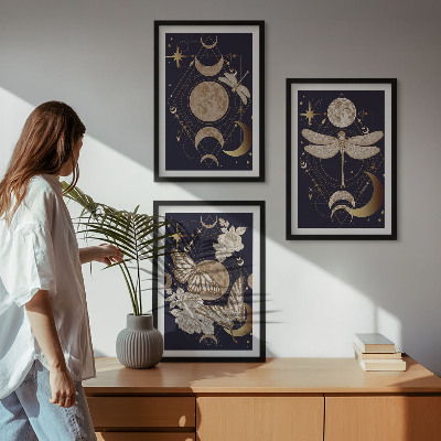 Composição de quadros moderna Motivos da natureza, lua, flores