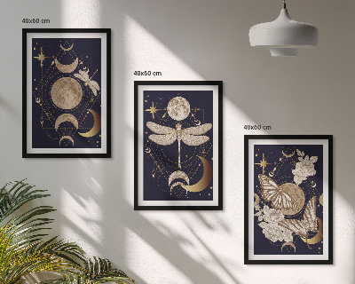 Composição de quadros moderna Motivos da natureza, lua, flores
