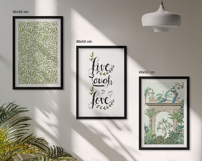 Conjunto de 3 quadros com moldura Folhas verdes da arquitetura das plantas