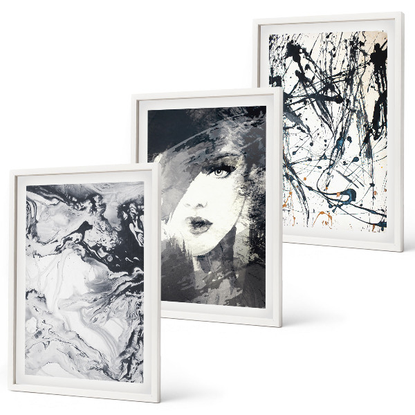 Composição de quadros moderna Padrões abstratos em preto e branco