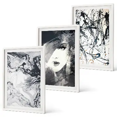 Composição de quadros moderna com padrões abstratos em preto e branco
